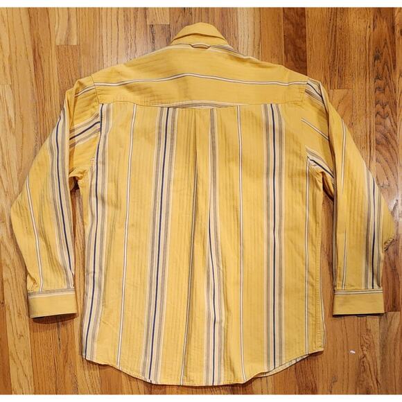 Roper Button Front Shirt Long Sleeve Yellow Blue Stripe Mens Sz X-Large Western - Picture 2 of 7